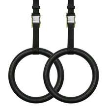Fitness Gymnastic Rings- With Straps Strength Training Pull Up Adjustable - Black - View 10