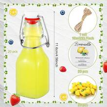 20 Sets Mini Lemon Swing Top Glass Bottle With Tags And Twine Small Swing Top Glass Jars For Limoncello Homemade Vanilla Extract Wedding Themed Party Favors(4oz,One Lemon),7695508
