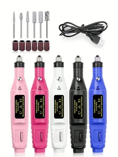 Portable Electric Nail Drill,USB Powered,Electrical Professional Nail File Kit For Acrylic, Gel Nails-Effortless Manicure & Pedicure Polisher -Easy To Use And Effective Nail Care Tool Manicure Pedicure Polishing Shape Tools Design For Home Salon Use,Nail Supplies,Nail Tools,Nail Art Tools,Back To School,Nails,Nail Tools For Press On Nails