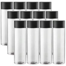 Pack de 24 bouteilles de jus en plastique PET transparent de 10 oz avec couvercles noirs. Bouteilles de smoothie en plastique idéales pour le jus, le lait et les boissons maison