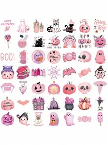 100pcs - Pink Halloween Graffiti Stickers Decoration, Guitar Notebook Luggage DIY Waterproof Stickers, Holiday Gifts, Party Gifts, Halloween Gifts, Home Decoration, Car Decoration, Bedroom Decoration