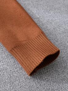 男童简约熊图案针织套头衫，适合春秋冬日常休闲穿着