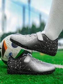 1 Pasang Sepatu Sepak Bola Anak-Anak Kulit PU Tahan Lama, Anti-Paku, Anti-Selip, Profesional, Cocok untuk Olahraga Sehari-hari Sepanjang Tahun - Perak - View 6