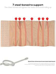 1 件腰部训练器塑身衣收腹塑身衣女士束身衣女士塑身衣女士收腹舒适束腹带 - 米色 - 查看 5