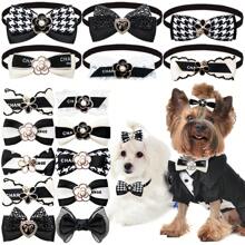 6pcs Random Color Elegant Camellia Flower Bow Tie Pet Collars, Fashion Pet Neckwear For Dogs & Cats, Photography Accessories