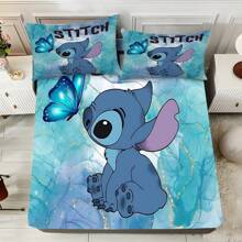 Disney Juego de sábanas de 3 piezas Disney - 1 sábana ajustable, 2 fundas de almohada (1*Sábana ajustable, 2*Fundas de almohada, Sin acolchado), Elegante, suave y cómoda, adecuada para dormitorios familiares, habitaciones de invitados, uso universal en todas las estaciones