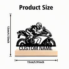 Fashion Personalized Custom Motorcycle Silhouette Custom Biker & Car & Halloween Pumpkin Metal Art With Wooden Base Tabletop Decoration Unique Personalized Gift For Men - Perfect For Home, Office, Cafe Decor - Ideal For Valentine's Day, Christmas, New Year, Thanksgiving Home Decor And Accessories Halloween Decorations Christmas Gifts,Souvenirs,Reusable,Adorable,High-Quality,Elegant Living,Artful Living