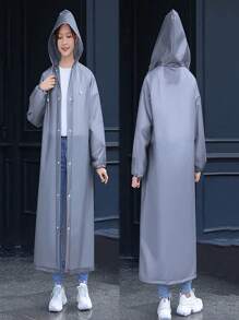 1 pièce Imperméable long noir unisexe Manteau de pluie avec capuche Veste de tranchée pour randonnée extérieure Manteau de pluie pour l'école, le bureau, la maison, les voyages (Avant l'achat, vous devez déterminer la taille correspondante selon le tableau des tailles.)
