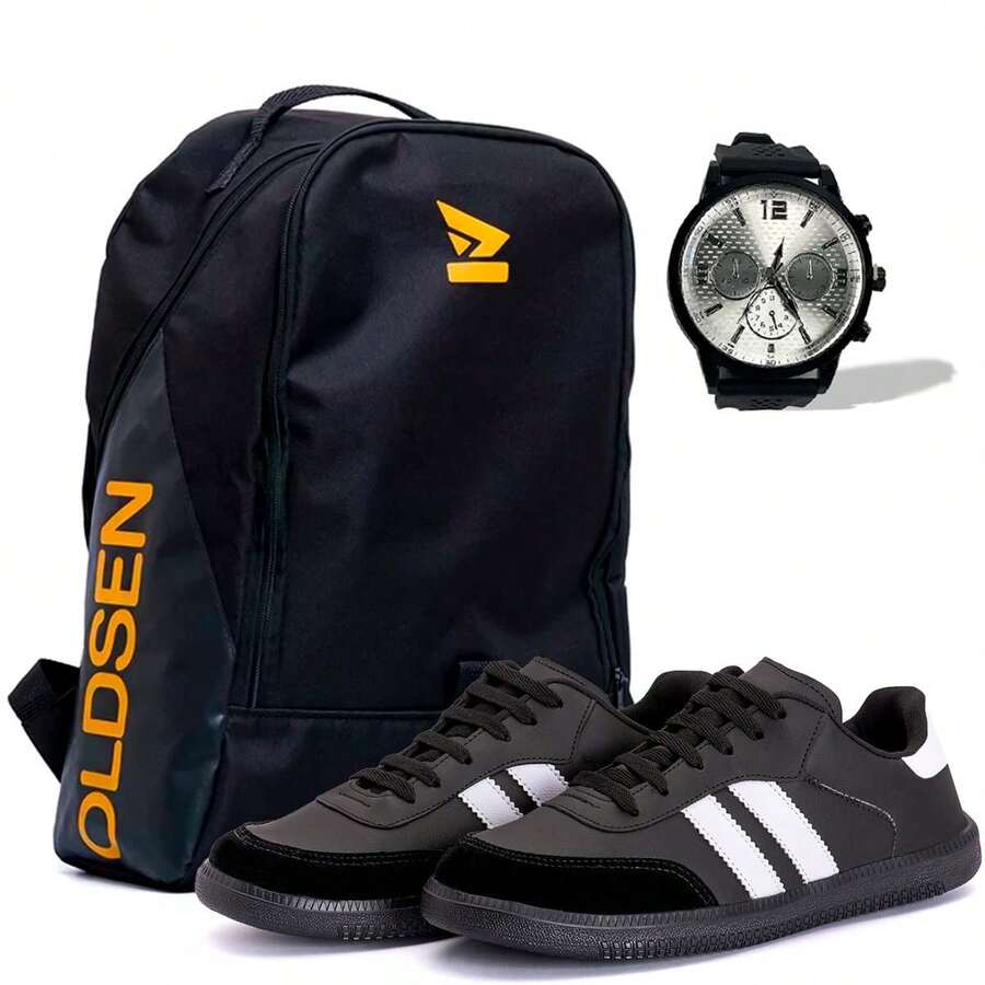 KIT 1 Sneakers + Backpack + Watch Casual Sporty Tie New Outdoor All