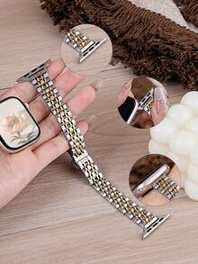 1pc Women's Thin Stainless Steel Watch Band, Compatible With Apple Watch Series 11/10/9/8/7/6/5/4/3/2/1, Size 38mm/40mm/41mm/42mm/44mm/45mm/46mm/49mm, Suitable For Ultra 1/2/3/SE, Replaceable For Original Strap, Best Gift For Girlfriend, Friends And Family On Valentine's Day, Birthday And Mother's Day (Strap Only) - Gold - View 2