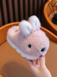 A Pair Of Cute Cartoon Rabbit Children's Autumn And Winter Plush Slippers For Indoor And Outdoor Leisure, Comfortable And Non Slip Soft Bottom Home Slippers