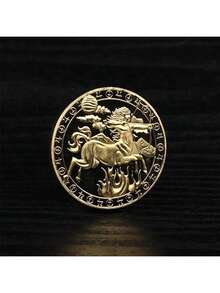 12枚十二生肖纪念币配亚克力展示盒 - 镀金收藏币，全金属材质，生日、圣诞节、万圣节的完美礼物