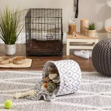 Bone Dry - Contenedor de almacenamiento de juguetes y accesorios para mascotas DII, cesta organizadora plegable para decoración del hogar, juguetes para mascotas, mantas, correas y comida, Paw Gris, rectangular Chico - Gris - View 4