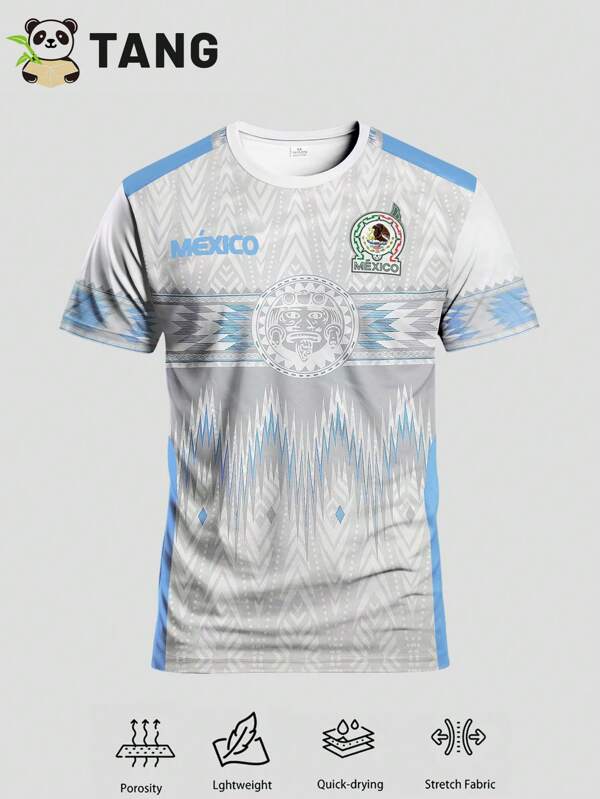 Mexico Style Men Football Soccer Jersey & Round Neck Comfortable Sports Sweatshirt, Suitable For Match, Training And Casual Wear