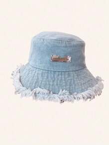 Raw Hem Bucket Hat Letter Label Basin Hats Stylish Versatile Lightweight Fisherman Hats(NA&AN Random Letters) -1