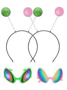 D EXCEED 2/3/4PCS Alien Costume Accessories Antenna Headband & Props Glasses & Gloves Costume Bundle Set For Halloween, Cosplay Events, Photo Shoots,Party Costume - Multicolor - View 5