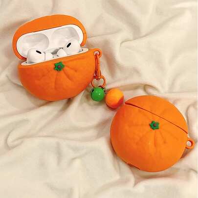 1 chiếc ốp lưng bảo vệ tai nghe không dây Bluetooth Apple thế hệ thứ 4 hình quả cam 3D có mặt dây chuyền, chất liệu silicon mềm 1/2/3, Pro thế hệ thứ 3, phong cách mới dành cho nữ (Không bao gồm tai nghe)