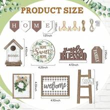 Set Of 11 Summer Farmhouse Tiered Tray Decor Rustic Home Tiered Tray Decorations Set Wooden Signs Home This Is Us Farmhouse Tabletop Wood Signs For Kitchen Table Shelf Decor For Home Wedding Decoration, Valentine'S Day Decor Holiday Decor, Graduation Decoration, Party Decor Supplies - 棕色 - 查看 3