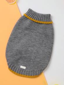 UFBemo UFBemo Gray Pet Sweater, Cute, Warm, Thick, Casual Minimalist Style, Contrast Color Design, High-Grade Gray, Suitable For Cats And Small Dogs In Autumn/Winter