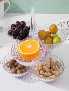 1件透明多功能家用水果盘可折叠零食收纳托盘客厅多层水果碗装干果瓜子糖果盘