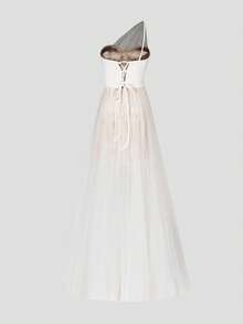 Faeriesty Elegant Classic Bridal Gown With One-Shoulder Sweetheart Neckline, Intricate Lace Bodice And Sheer Flowing Tulle Skirt – Romantic Wedding Dress For Church, Garden, Beach & Ballroom Ceremonies - White - View 11