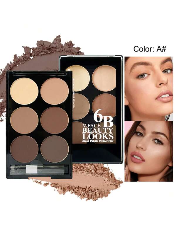 6-Color Matte Contour Powder V-FACE Compact Shadow Powder