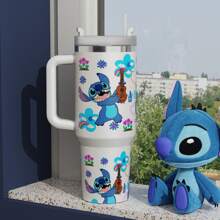 Disney 1 Peça Copo Térmico Isolado de Aço Inoxidável de 40oz Compatível com Stitch da Disney, com Alça e Canudo - Parede Dupla a Vácuo Isolada, Design Fofo de Stitch, Mantém Bebidas Quentes/Frias por Horas, Presente de Natal Perfeito para Fãs, Utensílio de Viagem | Design de Personagem Divertido | Utensílios de Bebida