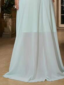 女士加大码露肩伴娘礼服高低正式长裙鸡尾酒会礼服婚礼宾客高低高低巡航度假装 - 薄荷綠 - 查看 9