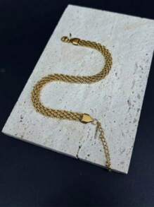 1 قطعة سلسلة كاحل من الفولاذ المقاوم للصدأ مطلية بالذهب عيار 18 قيراط، أنيقة وجميلة، مناسبة للشاطئ والسفر والاستخدام اليومي