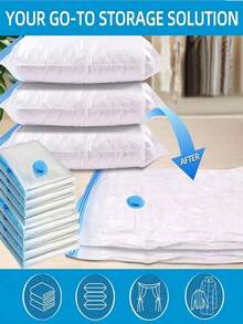 1/5/10pcs, Extra Large Vacuum Transparent High Quality Compression Storage Bags, Portable Storage Bags For Travel Essentials, Clothes, Bedding, Blankets, Bedding, Etc. Manual Vacuum Pump Compression Bag Set, No Electricity Required, Transparent Vacuum Compression Storage Bags - Multicolor - View 8