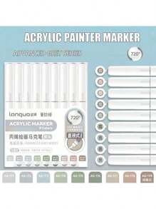 Languo 240/192/96 Colors Straight Liquid Soft-Bristled Acrylic Marker Pen, Student Art Professional Painting And Drawing Filling Color Brush, Diy Graffiti Painting Character Skin Color Pen, Skin Beauty Pen, Waterproof And Stackable Color Acrylic Marker Pen That Can Paint Wood/Stone/Glass , Back To School Gifts