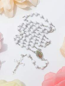 1 mặt dây chuyền thánh giá chuỗi hạt Mân Côi Đức Mẹ Guadalupe, Quà tặng tôn giáo cho Giáng sinh, Lễ Phục sinh, Thích hợp cho cầu nguyện hàng ngày, Thêm sức, Rước lễ, Rửa tội - Kinh Mân Côi Đức Mẹ Guadalupe - Xem 9