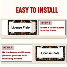 1 Piece 6.3x 12.2inch (16x 31cm ) Metal License Plate Frame Cover Floral Sun And Moon Front License Plate Frame Car License Plate, Car Exterior,It Can Add A Stylish Personality To Your Car,Funny License Plate Frame, License Plate Frames 2 Pack, Motorcycle License Plate Frame. - 1 件商品 - 查看 3