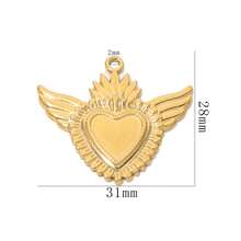 1件 304不锈钢镀18K金极简镂空蕾丝心形吊坠，女士不锈钢吊坠DIY配件 - 彩色 - 查看 28