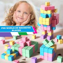 适合儿童的大型磁性立方体，是学龄前儿童的理想感官礼物，非常适合建筑和教育，适合圣诞节和万圣节，有多种颜色可供选择。 - 彩色 - 查看 4