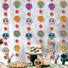 Bunte Papier Totenkopf Bänder, mexikanische Tag der Toten Party Deko Anhänger, Tag der Toten Deko Totenkopf Anhänger, mexikanische Maifest Party Dekorationen, mexikanische Karneval Party Bänder, Halloween Party Atmosphäre Dekorationen, Heim Dekor Ornamente, geeignet für Horror-Themenpartys, Spukhäuser und Tag der Toten Feiern, Halloween Requisiten, Geister Veranstaltung Dekorationen, Themen Fest Dekorationen, keine Stromversorgung erforderlich