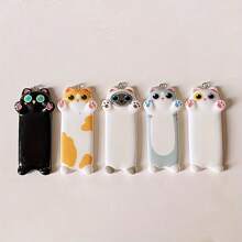 5/10 件可爱卡通猫树脂吊坠 | 色彩缤纷、俏皮的动物饰物，适用于 DIY 珠宝、钥匙扣和工艺品 | 表面光滑的树脂，猫咪配饰 - 随机混合