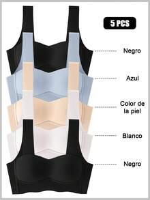 Sensual Star 5 piezas Sujetadores inalámbricos suaves y sin costuras para mujeres, sujetadores inalámbricos cómodos para dormir, ajuste talla ABC - Multicolor - Ver 10