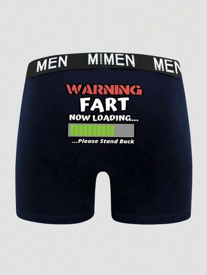Men's Black Simple Fashion Butt Progress Bar Printed Comfortable Breathable Elastic Everyday Boxers