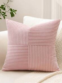 1pc Corduroy Pillow Cover, Lumbar Pillow, 45*45cm/30*50cm (Pillow Insert Not Included), Soft & Comfortable, Suitable For Living Room Sofa, Bedroom Headboard, Decoration, Pink, Autumn/Winter - Pink - View 1