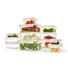 GLASSLOCK Sens 24Pcs Glass  Storage Set Airtight Leakproof 8 Different Sizes Anti Slip Lid Microwave Oven Safe Meal Prep Lunch Box Nestable Stackable Pantry Storage - Beige - View 1