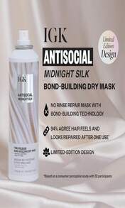 IGK Antisocial Overnight Bond-Building Dry Hair Mask | No-Rinse Leave-In Treatment For Damaged Hair | Strengthens, Smooths &Amp; Softens | Vegan, Sulfate-Free, Color-Safe - 5 Ounce (Pack of 1) - 查看 2