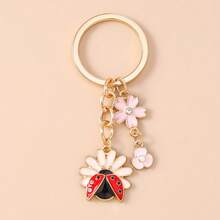 1pc Unisex Creative Daisy Ladybug Keychain, Cute Animal & Flower Pendant, Simple Bag/Car Key Chain Accessory Car Accessories Goth Y2k - Multicolor - View 3