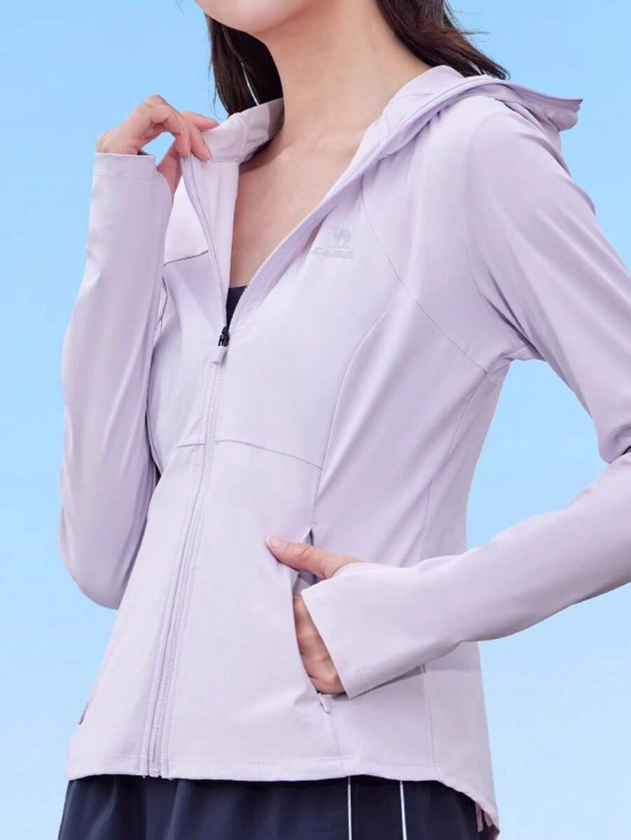 CAMEL CROWN 女士 UPF 50+ 防晒衬衫夏季透气速干夹克全拉链长袖衬衫 - 雪柔紫 - 查看 1