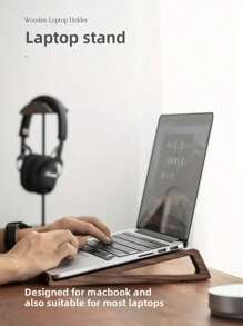 Suporte de madeira para laptop - Suporte de mesa portátil para laptop, feito de madeira de nogueira preta e cerejeira, design com fluxo de ar e refrigeração para escritório em casa, acessório durável para espaço de trabalho e presente de Ação de Graças, Suporte de refrigeração para laptop | Design elegante de madeira | Folheado de madeira natural