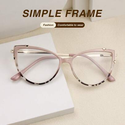 1 pieza Gafas de lectura de moda con forma de ojo de gato para mujeres, montura de metal con bisagras de resorte de alta calidad con estampado de leopardo, lectores elegantes y con estilo esenciales diarios