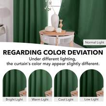 2 Pcs Blackout Curtains – Simple Strap Style, Thick Blackout Fabric, Suitable For Sunshade And Heat Insulation In Multiple Scenes - Màu xanh lá cây đậm - Xem 8