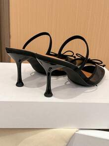 Xin Jing Shoes Fall/Winter Women's Casual Sexy Fashion Round Toe Rhinestone Cut-Out Slip-On Mid Heel Pumps,Mule,Party - Black - View 10