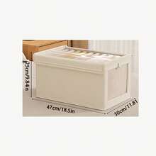 1/2 件无盖/有盖织物可折叠可见窗口衣服收纳盒，家用抽屉式牛仔裤收纳盒 - 帶蓋米色 - 查看 10