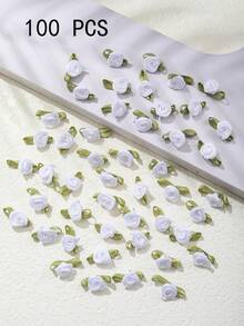 50pcs Polyester Leaf Rose Flowers, Handmade DIY Craft Decorative Small Flower Petals, Hair Accessory Bowknot Decors, Clothing Sewing Supplies - Multicolor - View 20